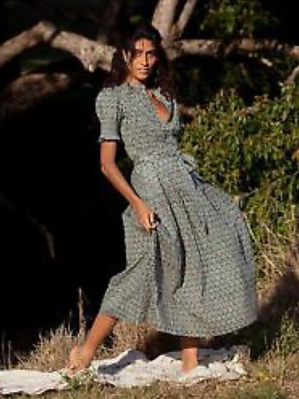 Daughters of India Prairie Midi Dress in Sage Green